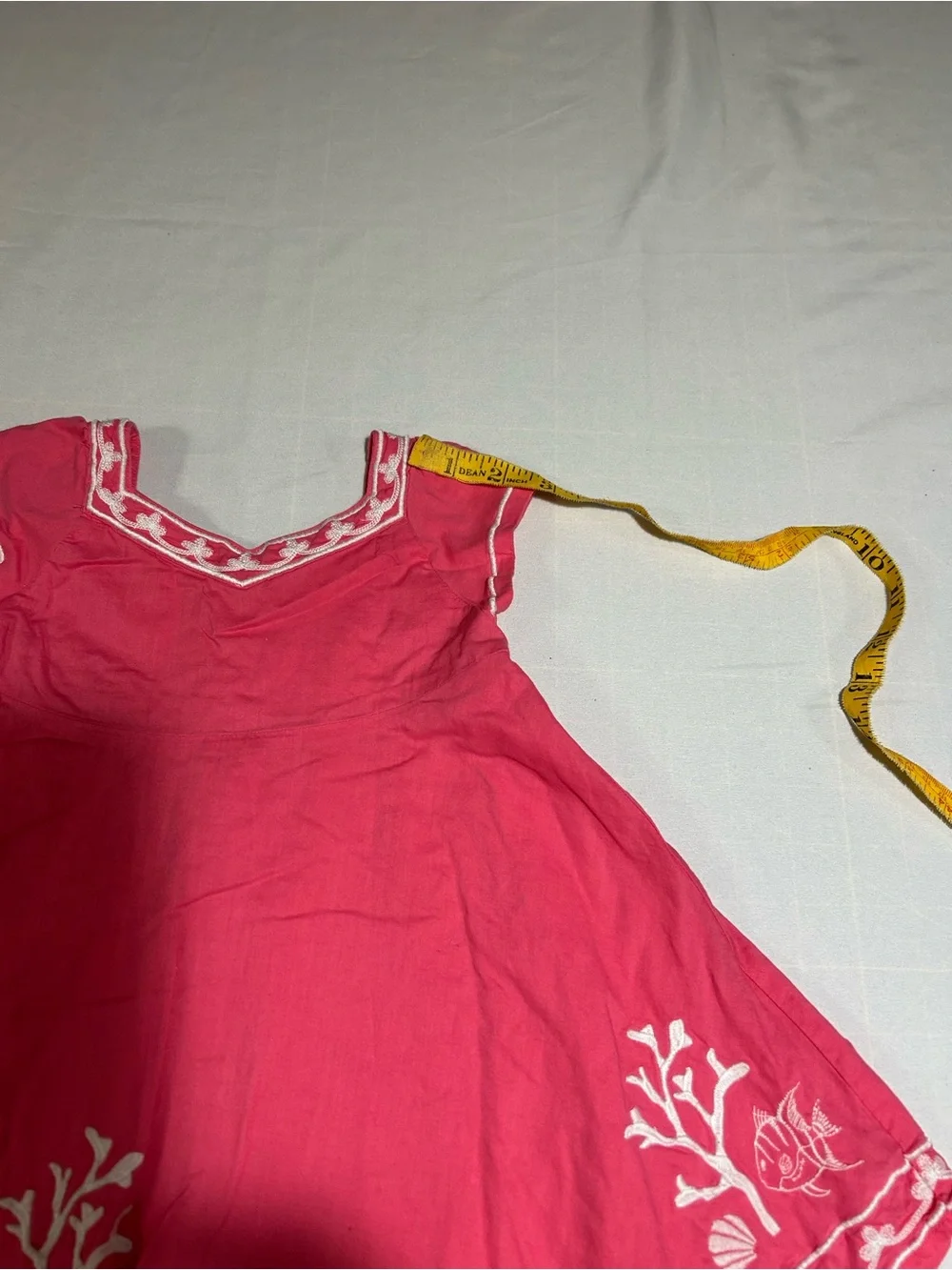 Gymboree Girls 12-18 Months Pink Sea Embroidered Handkerchief Hem Dress Beach